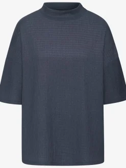 T-shirt à manches courtes avec col montant en crêpe structurée