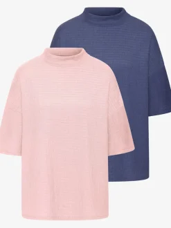 T-shirt à manches courtes avec col montant en crêpe structurée