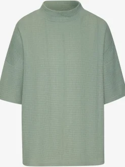 T-shirt à manches courtes avec col montant en crêpe structurée