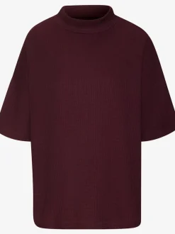 T-shirt à manches courtes avec col montant en crêpe structurée