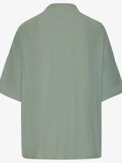 T-shirt à manches courtes avec col montant en crêpe structurée
