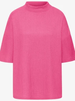 T-shirt à manches courtes avec col montant en crêpe structurée