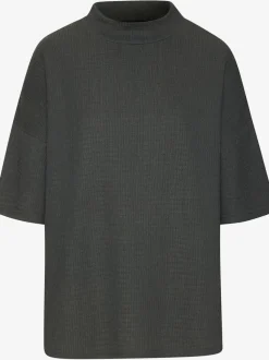 T-shirt à manches courtes avec col montant en crêpe structurée