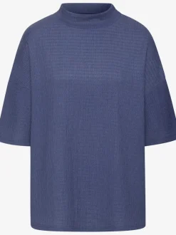 T-shirt à manches courtes avec col montant en crêpe structurée
