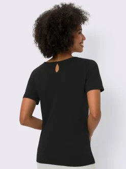 T-shirt à manches courtes avec dentelle crochetée au col