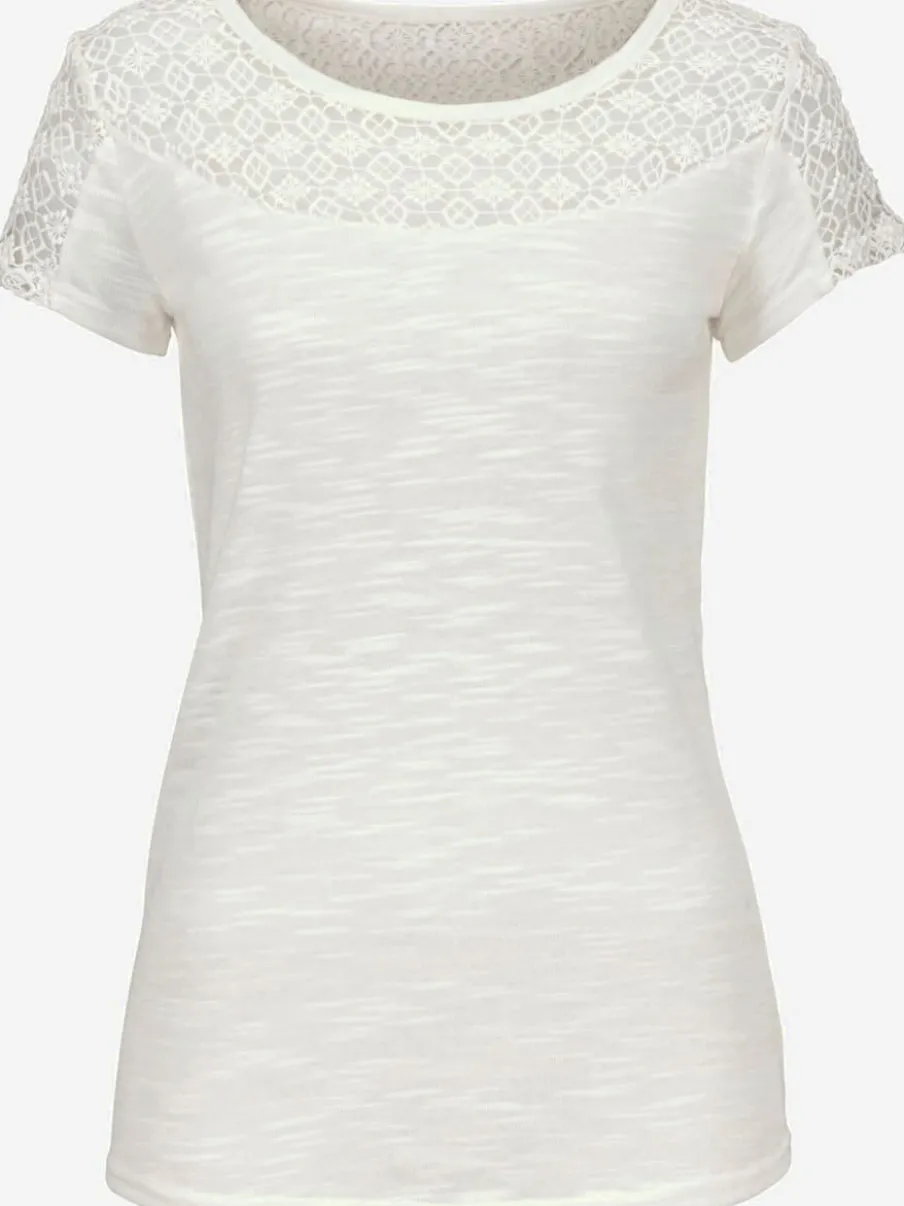 T-shirt à manches courtes avec dentelle crochetée encolure et manches