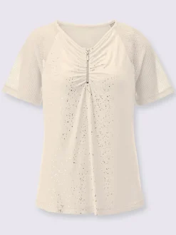 T-shirt à manches courtes avec dentelle et imprimé résille