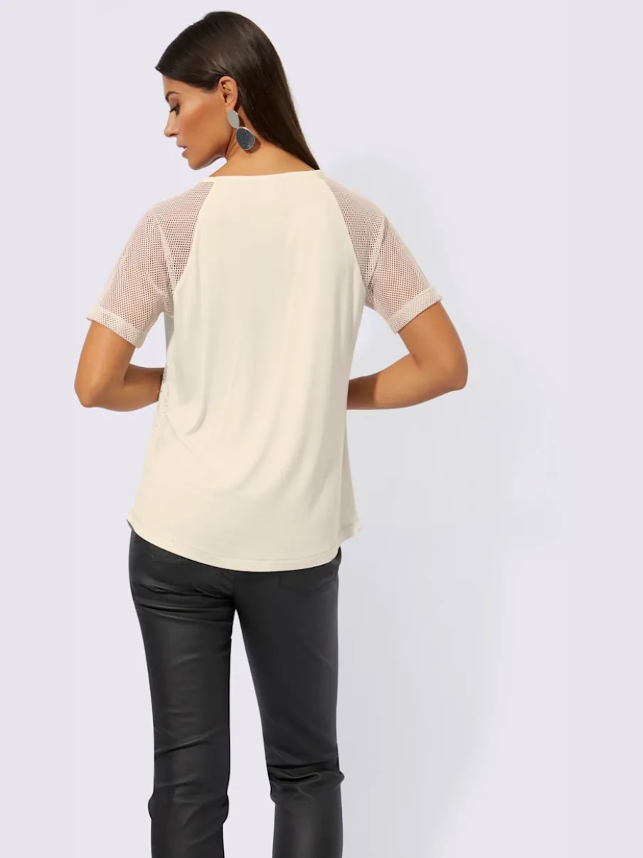 T-shirt à manches courtes avec dentelle et imprimé résille
