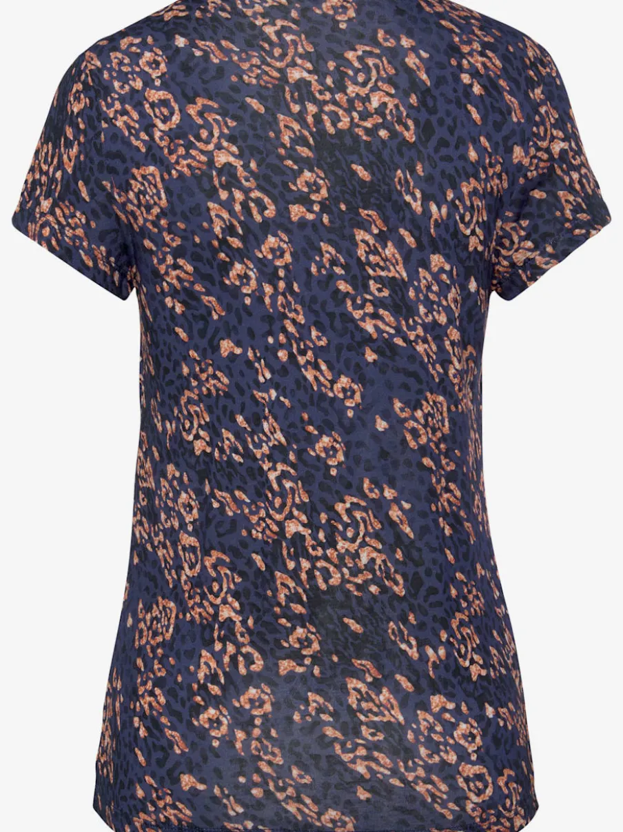 T-shirt à manches courtes avec découpe à l'encolure et motif floral