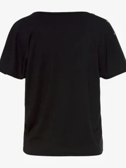 T-shirt à manches courtes avec encolure en V et boutons décoratifs