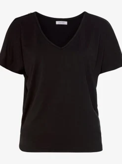 T-shirt à manches courtes avec encolure en V et boutons décoratifs