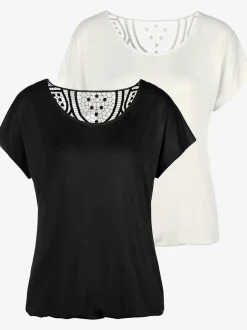 T-shirt à manches courtes avec empiècement en crochet au dos