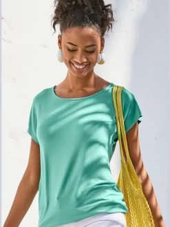 T-shirt à manches courtes avec empiècement en crochet au dos