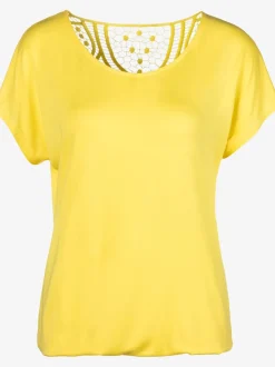 T-shirt à manches courtes avec empiècement en crochet au dos