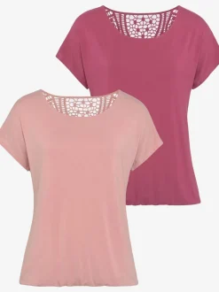 T-shirt à manches courtes avec empiècement en crochet au dos