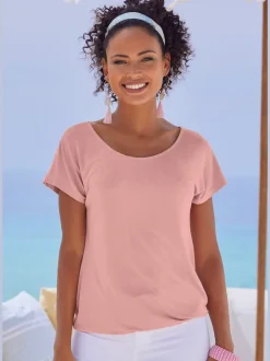 T-shirt à manches courtes avec empiècement en crochet au dos