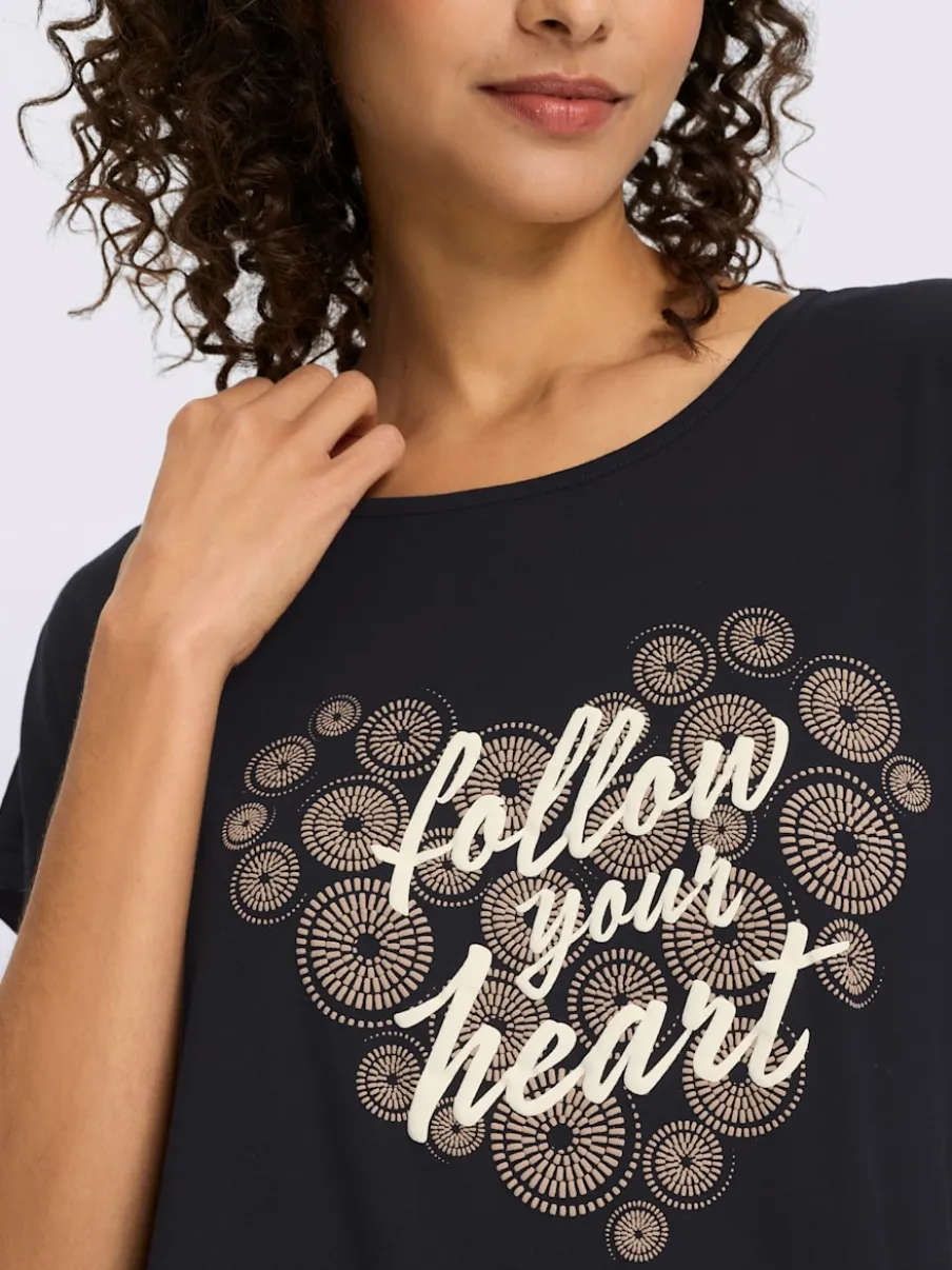T-shirt à manches courtes avec effet 3D et inscription
