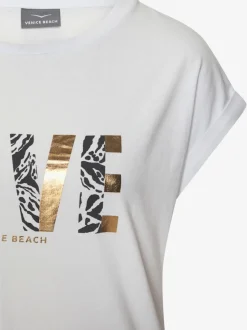 T-shirt à manches courtes avec encolure ronde et inscription imprimée