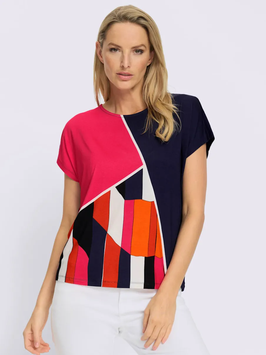 T-shirt à manches courtes avec encolure ronde et motifs géométriques