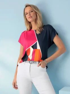 T-shirt à manches courtes avec encolure ronde et motifs géométriques