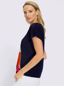 T-shirt à manches courtes avec encolure ronde et motifs géométriques