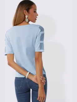T-shirt à manches courtes avec empiècements en maille transparente