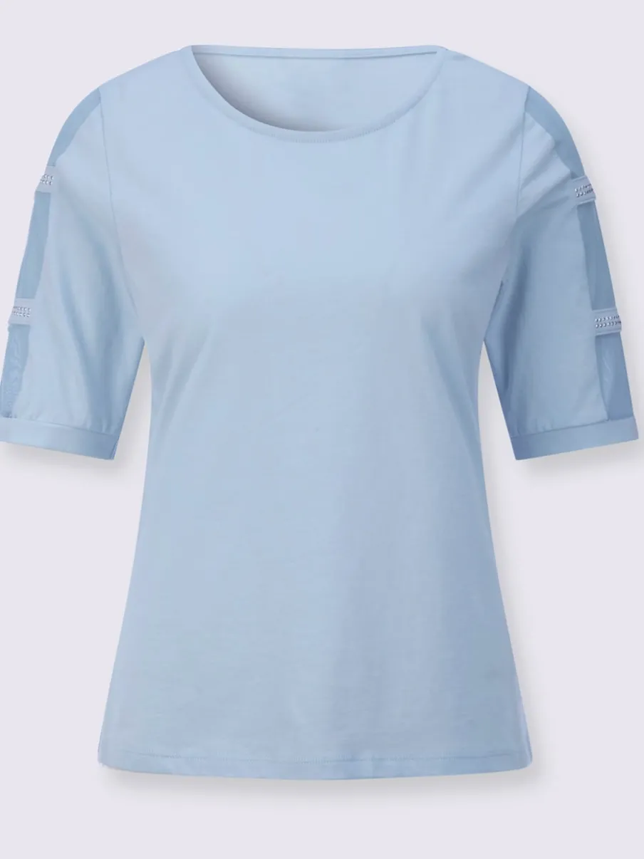 T-shirt à manches courtes avec empiècements en maille transparente