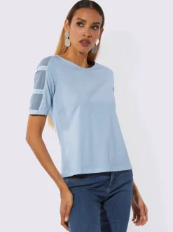 T-shirt à manches courtes avec empiècements en maille transparente