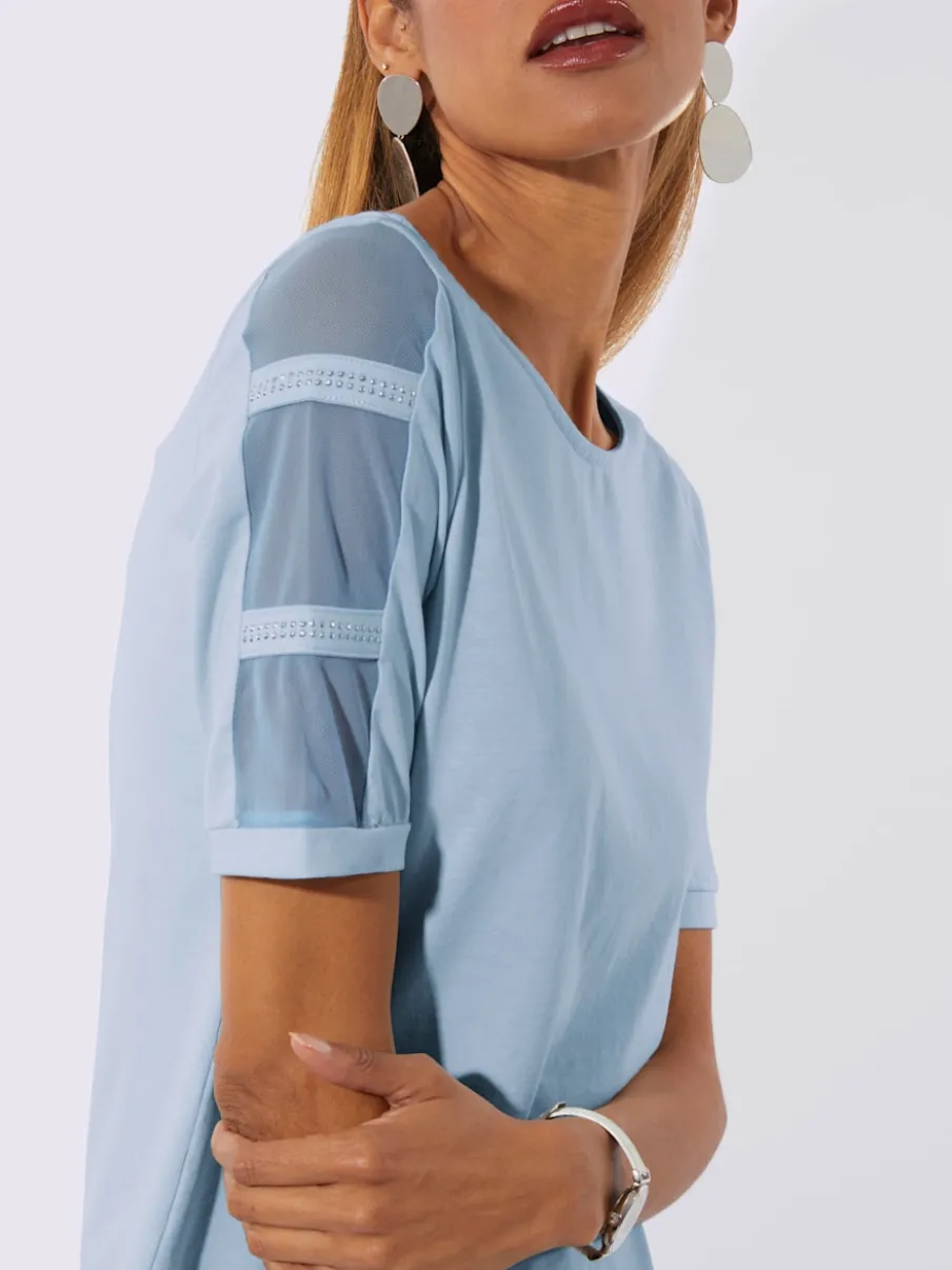 T-shirt à manches courtes avec empiècements en maille transparente