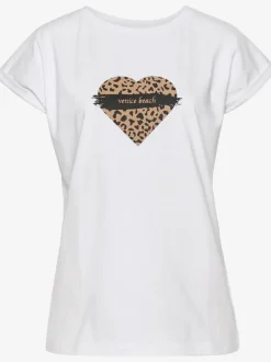 T-shirt à manches courtes avec encolure ronde et motif cœur animalier