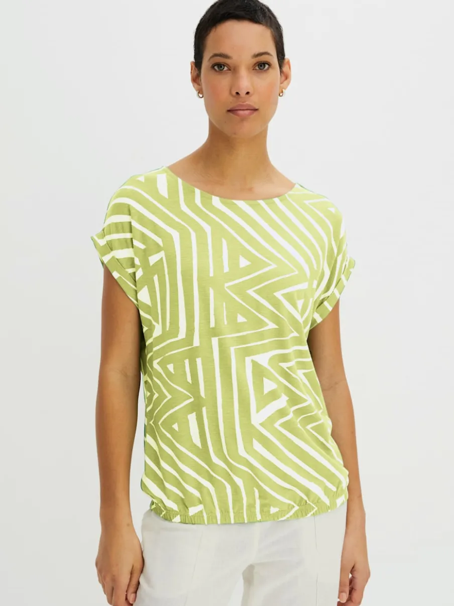 T-shirt à manches courtes avec encolure en U et motifs géométriques