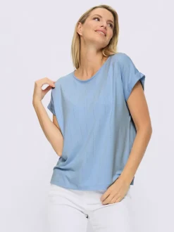 T-shirt à manches courtes avec encolure ronde et détails brillants