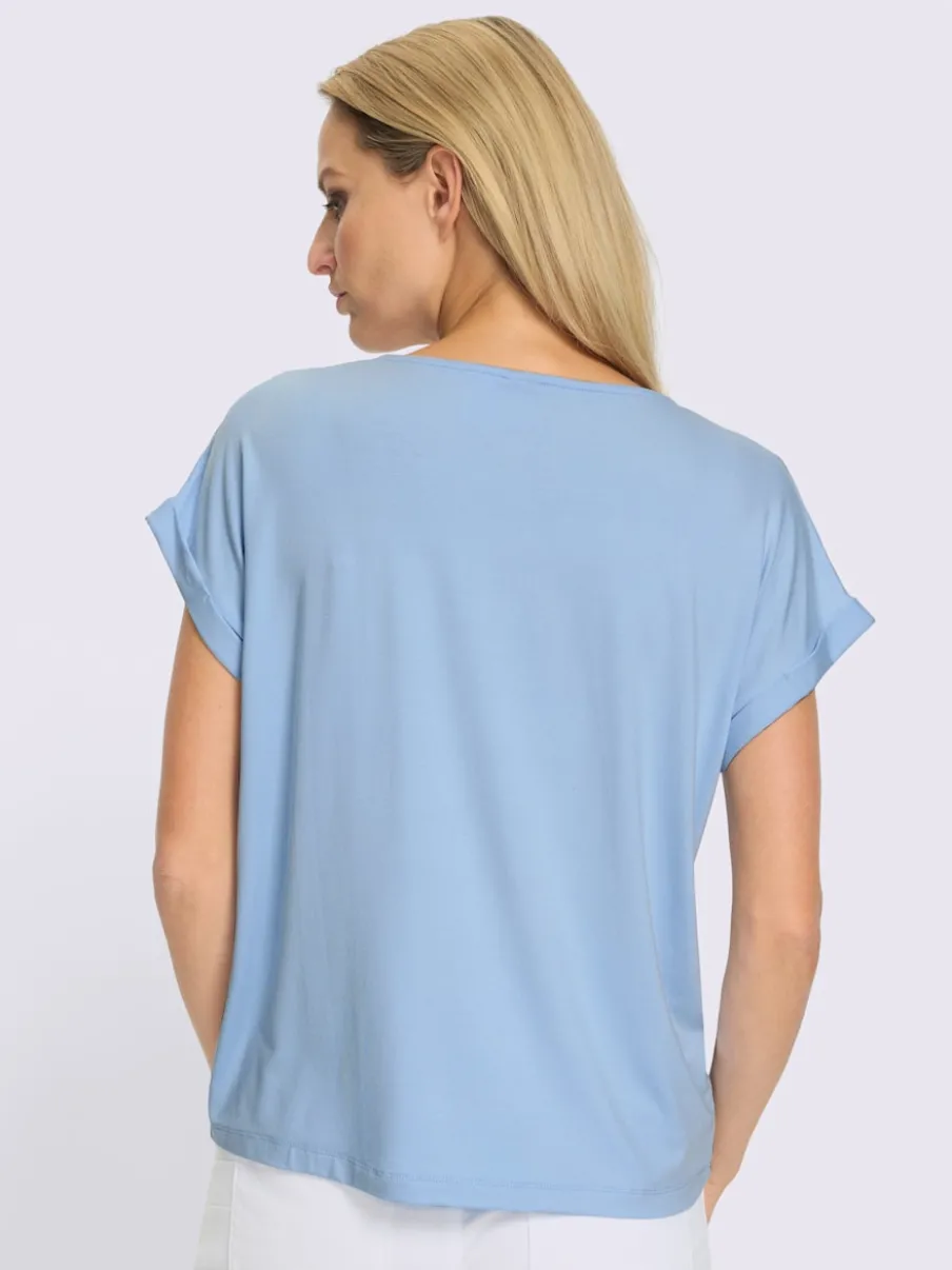 T-shirt à manches courtes avec encolure ronde et détails brillants