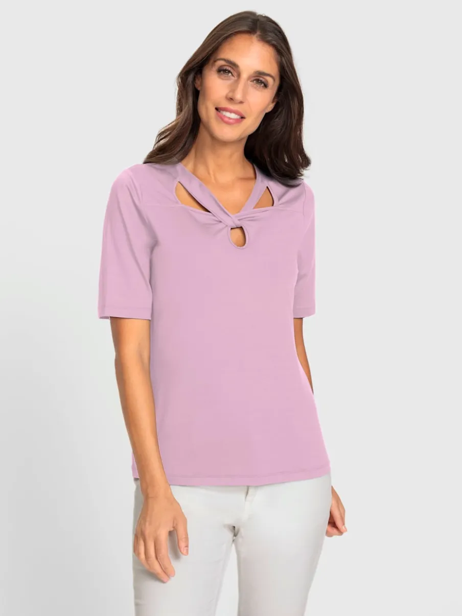 T-shirt à manches courtes avec encolure raffinée découpée