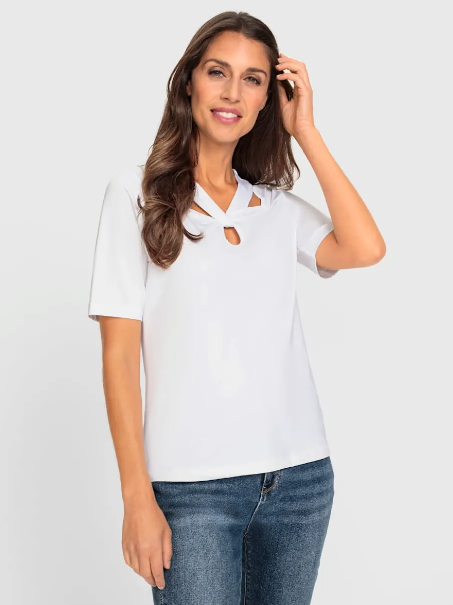 T-shirt à manches courtes avec encolure raffinée découpée