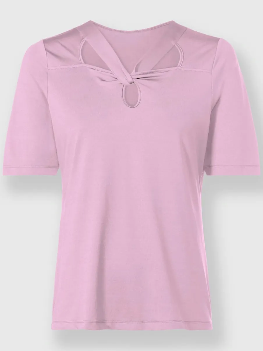 T-shirt à manches courtes avec encolure raffinée découpée