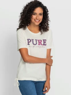 T-shirt à manches courtes avec encolure ronde et inscription imprimée