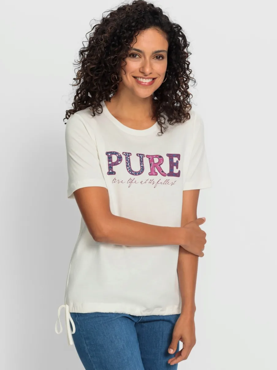 T-shirt à manches courtes avec encolure ronde et inscription imprimée