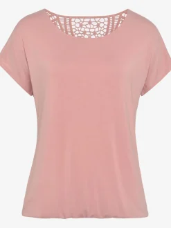 T-shirt à manches courtes avec empiècement crochet doux au dos