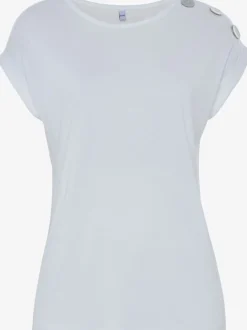 T-shirt à manches courtes avec encolure ronde et boutons décoratifs