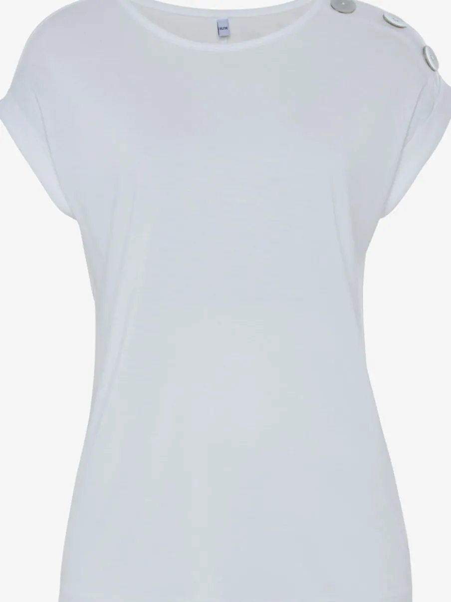 T-shirt à manches courtes avec encolure ronde et boutons décoratifs