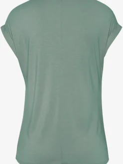 T-shirt à manches courtes avec encolure ronde et boutons décoratifs