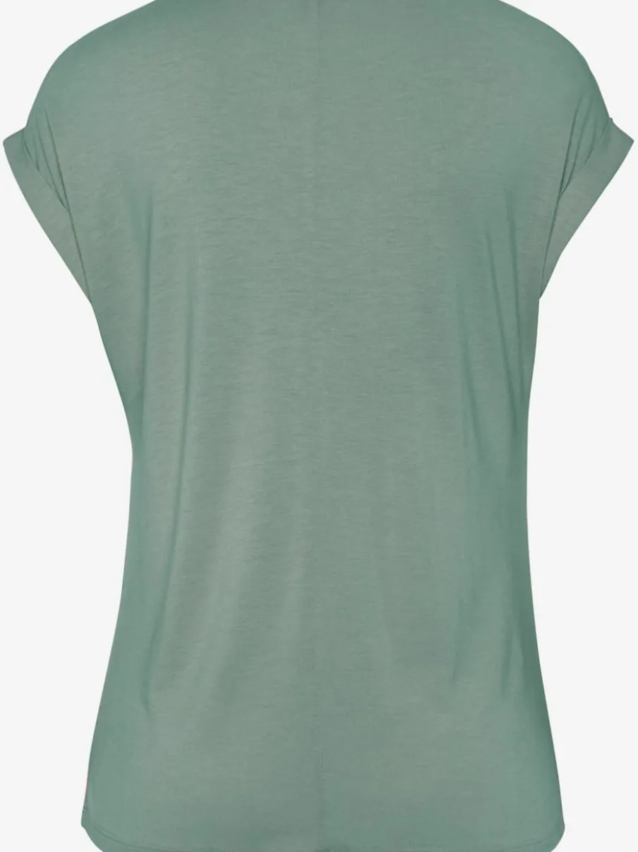 T-shirt à manches courtes avec encolure ronde et boutons décoratifs