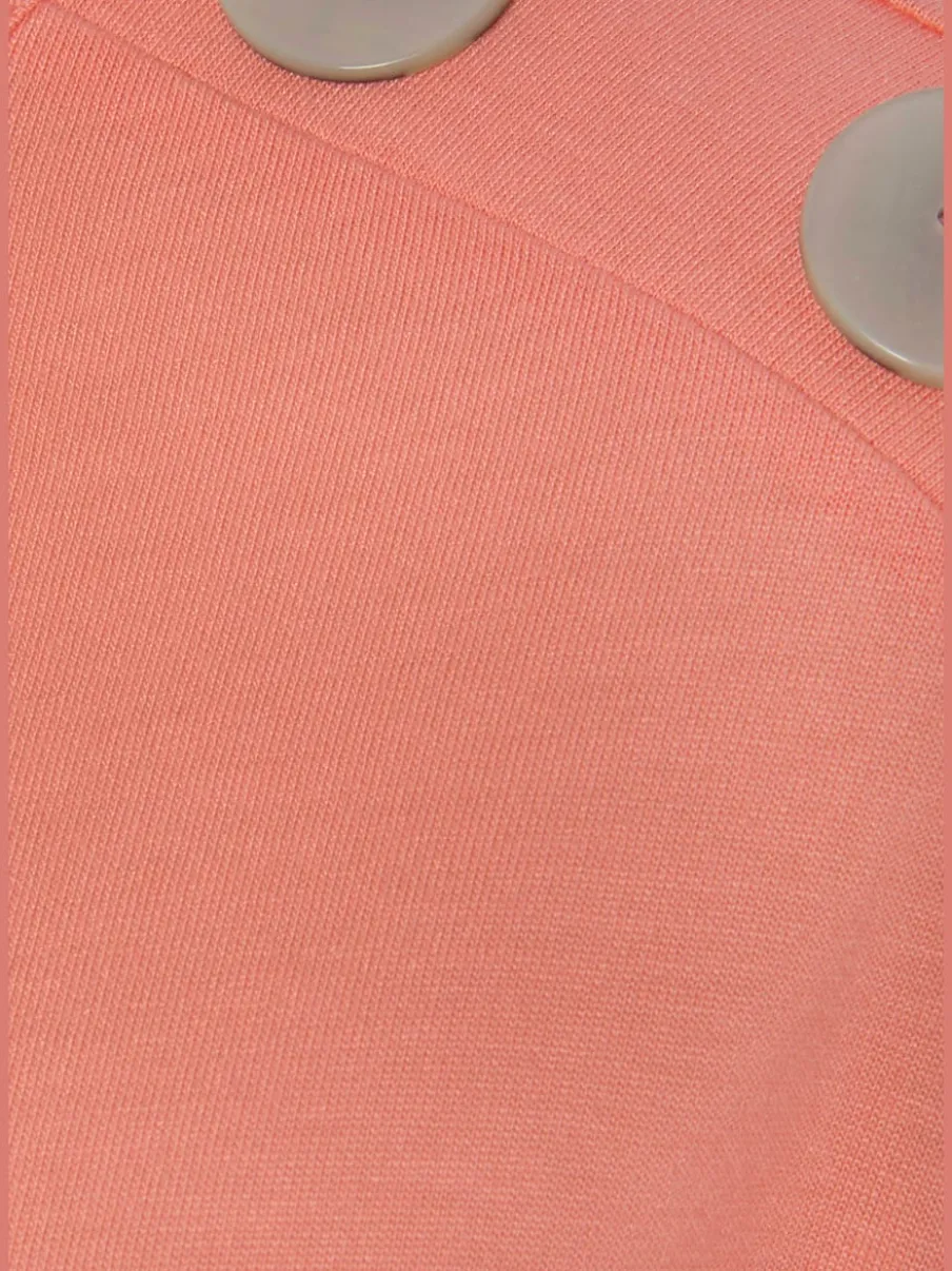 T-shirt à manches courtes avec encolure ronde et boutons décoratifs