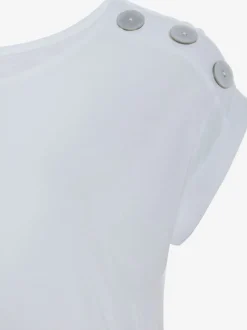 T-shirt à manches courtes avec encolure ronde et boutons décoratifs