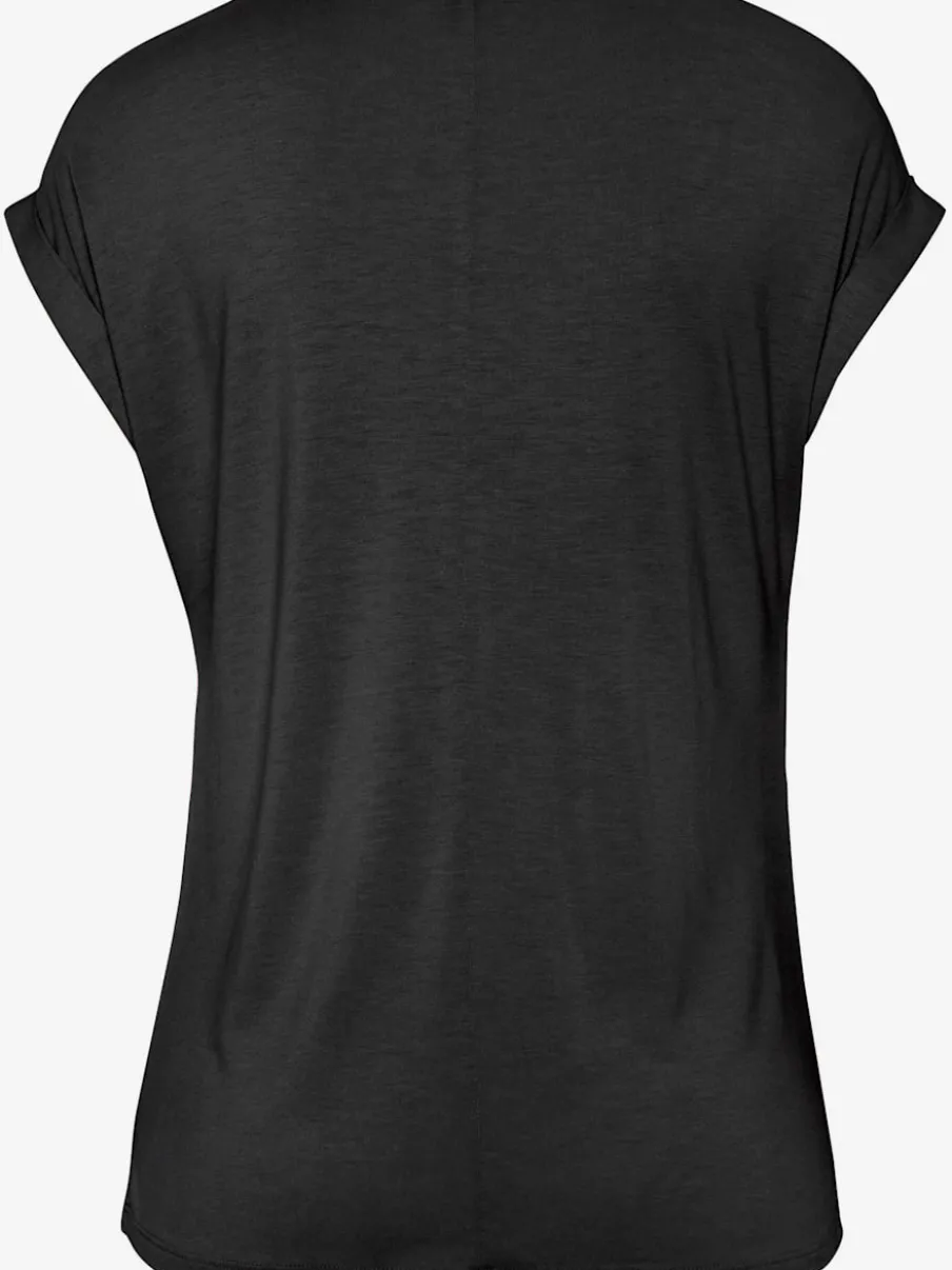 T-shirt à manches courtes avec encolure ronde et boutons décoratifs
