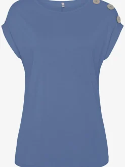 T-shirt à manches courtes avec encolure ronde et boutons décoratifs