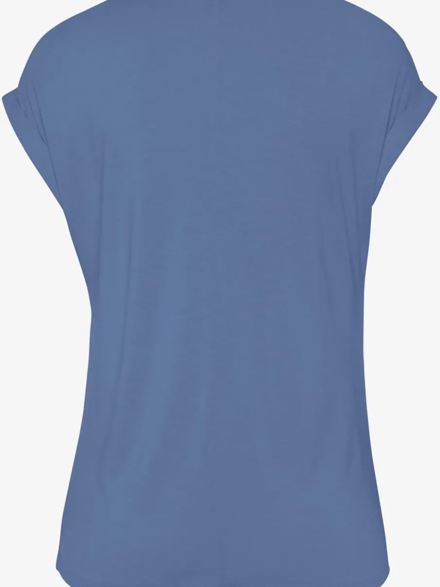 T-shirt à manches courtes avec encolure ronde et boutons décoratifs