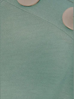 T-shirt à manches courtes avec encolure ronde et boutons décoratifs