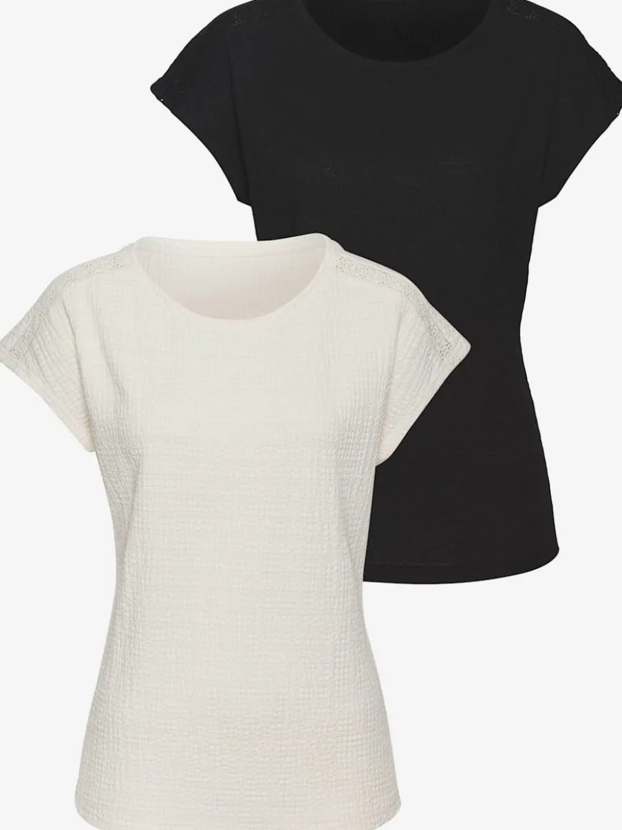 T-shirt à manches courtes avec empiècement crochet aux épaules